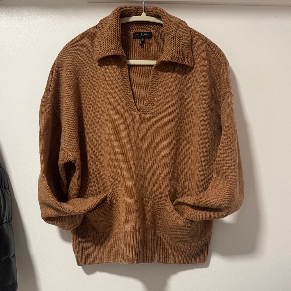 Rag & bone - polo collar Brown Pullover Sweater- L - NWOT